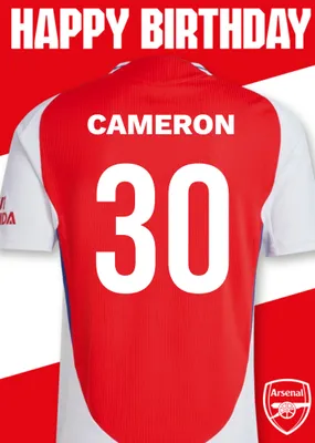Arsenal | Verjaardagskaart | Voetbal shirt | Met naam en leeftijd
