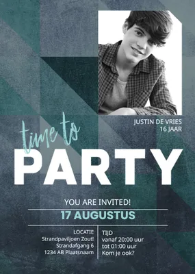 Tienerfeest uitnodiging jongen