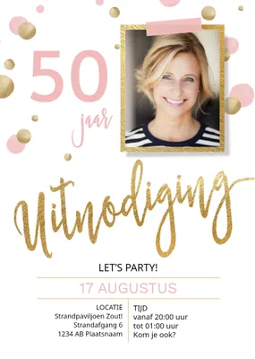 Uitnodiging Verjaardag | Foto | Roze | Vrouw