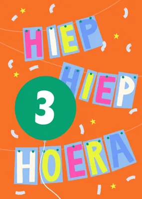 Stiching Jarige Job | Verjaardagskaart | Hiep hiep hoera