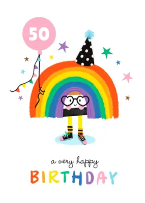 Marieke Witke | Verjaardagskaart | Aanpasbare leeftijd | Regenboog