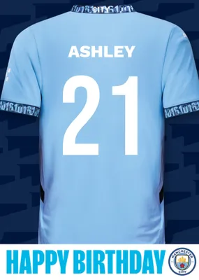 Manchester City F.C | Verjaardagskaart | Voetbal Shirt | Met naam en leeftijd