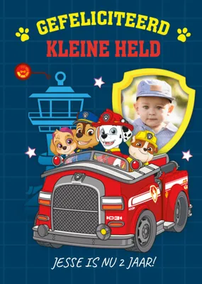 Paw Patrol | Verjaardagskaart | Kleine held | Aanpasbare tekst en foto